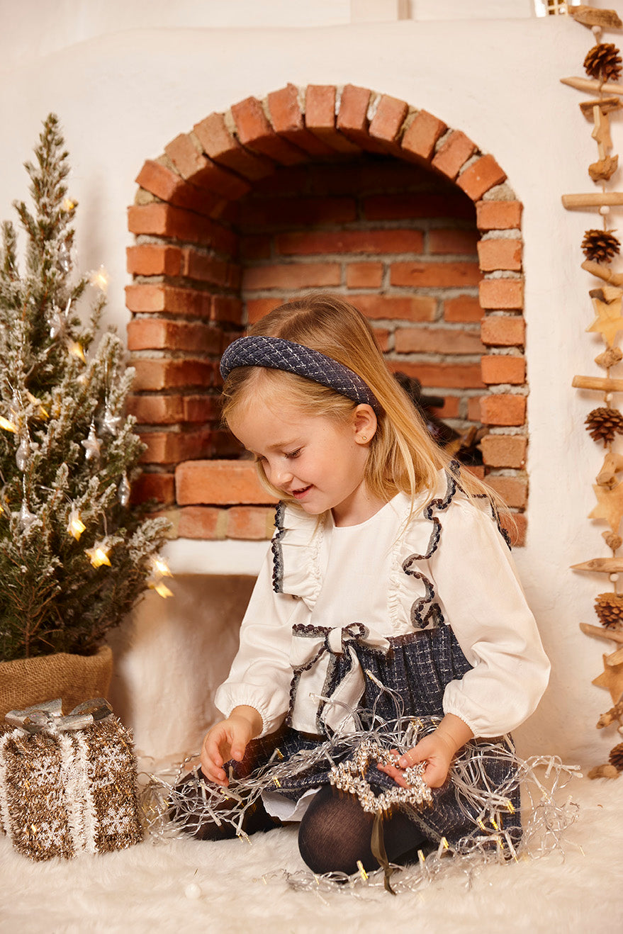 Vestido niña Juliana cheviot y lazo 26667, prenda coordinada, otoño invierno 2026/27