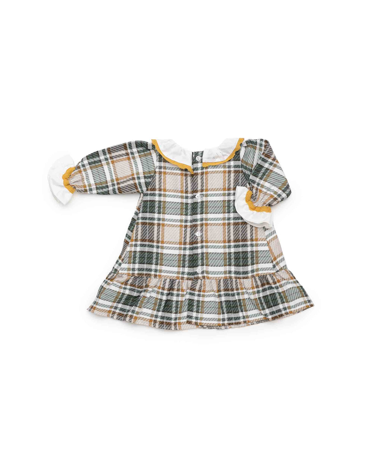 Vestido niña Juliana cuadros y volante 26673, detalle de acabados, otoño invierno 2026/27