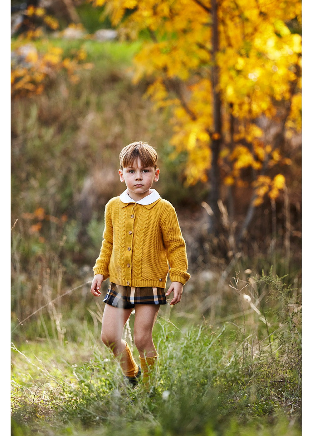 Conjunto niño Juliana pantalón y chaqueta de pana y cuadros 26693, colección otoño invierno 2026/2027
