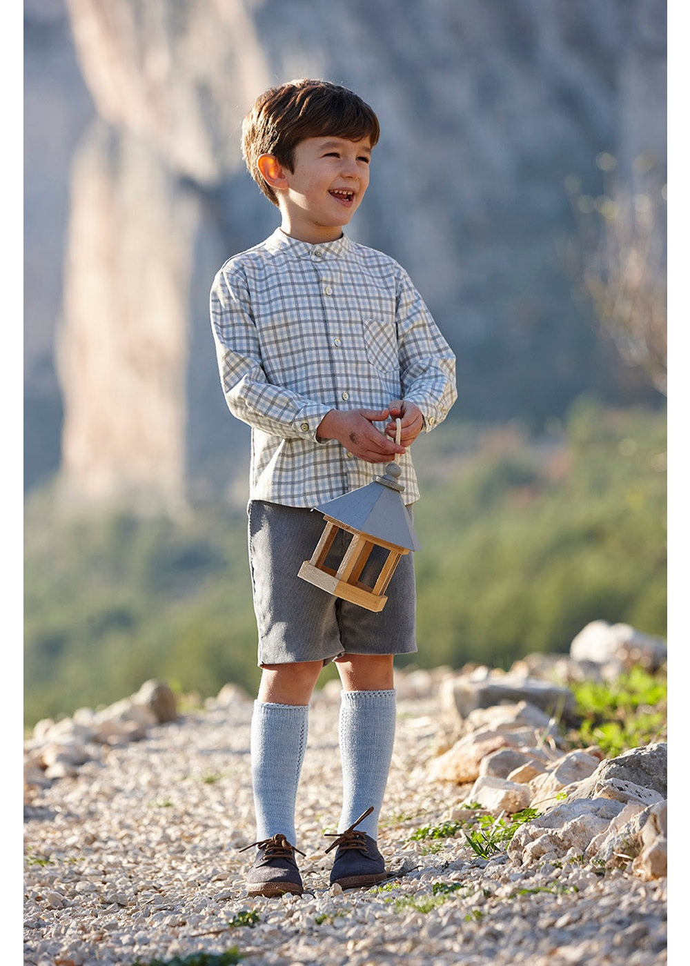 Conjunto niño Juliana pantalón y camisa de cuadritos 26696, colección otoño invierno 2026/2027