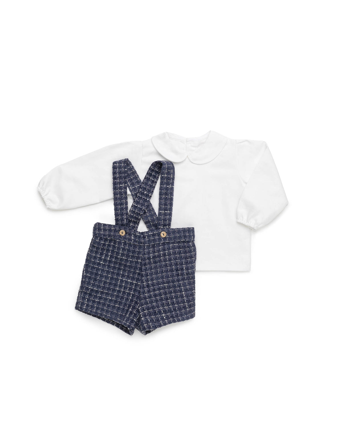 Conjunto bebé niño Juliana camisa y tweed con tirantes 26697, prendas coordinadas, otoño invierno 2026/27