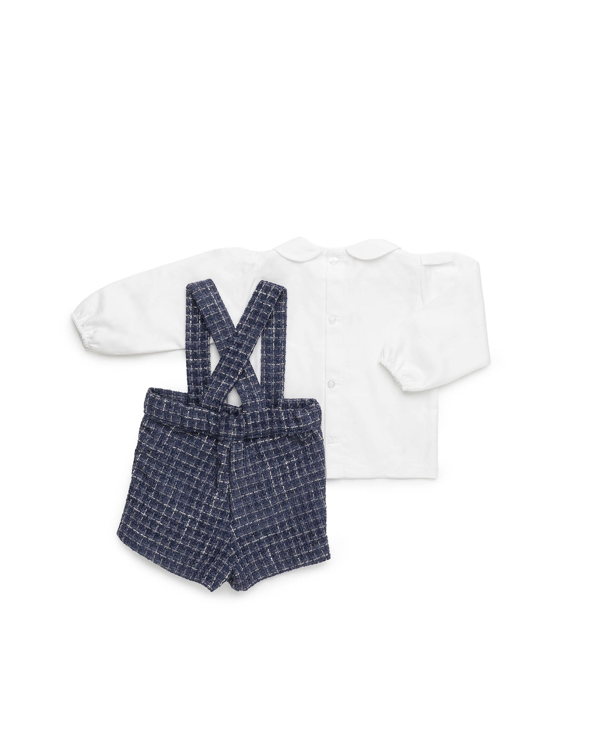 Conjunto bebé niño Juliana camisa y tweed con tirantes 26697, detalle de acabados, otoño invierno 2026/27