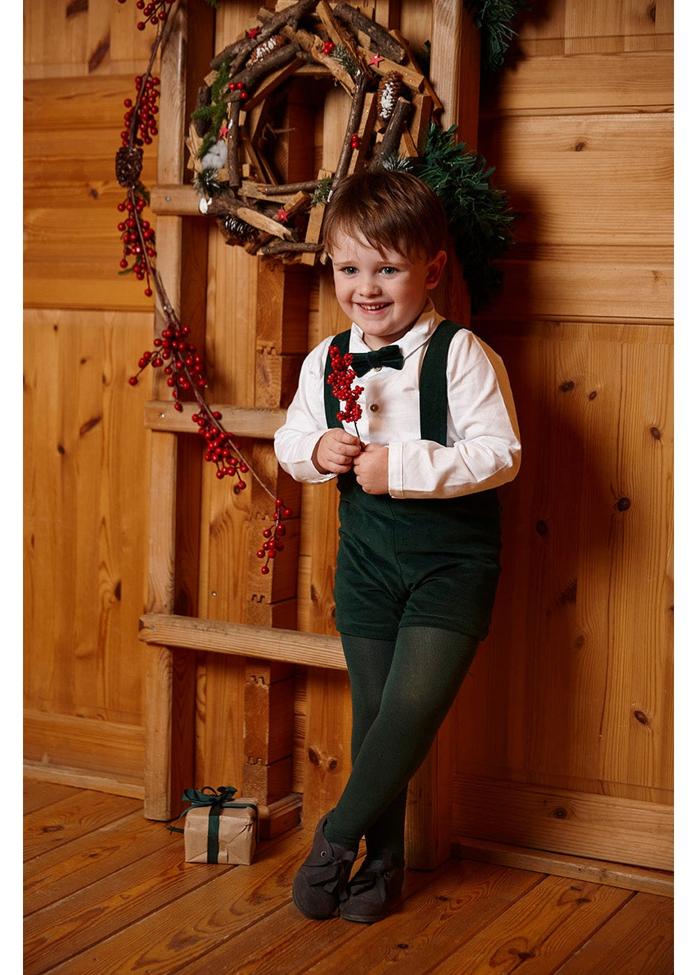Conjunto bebé niño Juliana terciopelo con tirantes 26699, colección otoño invierno 2026/2027