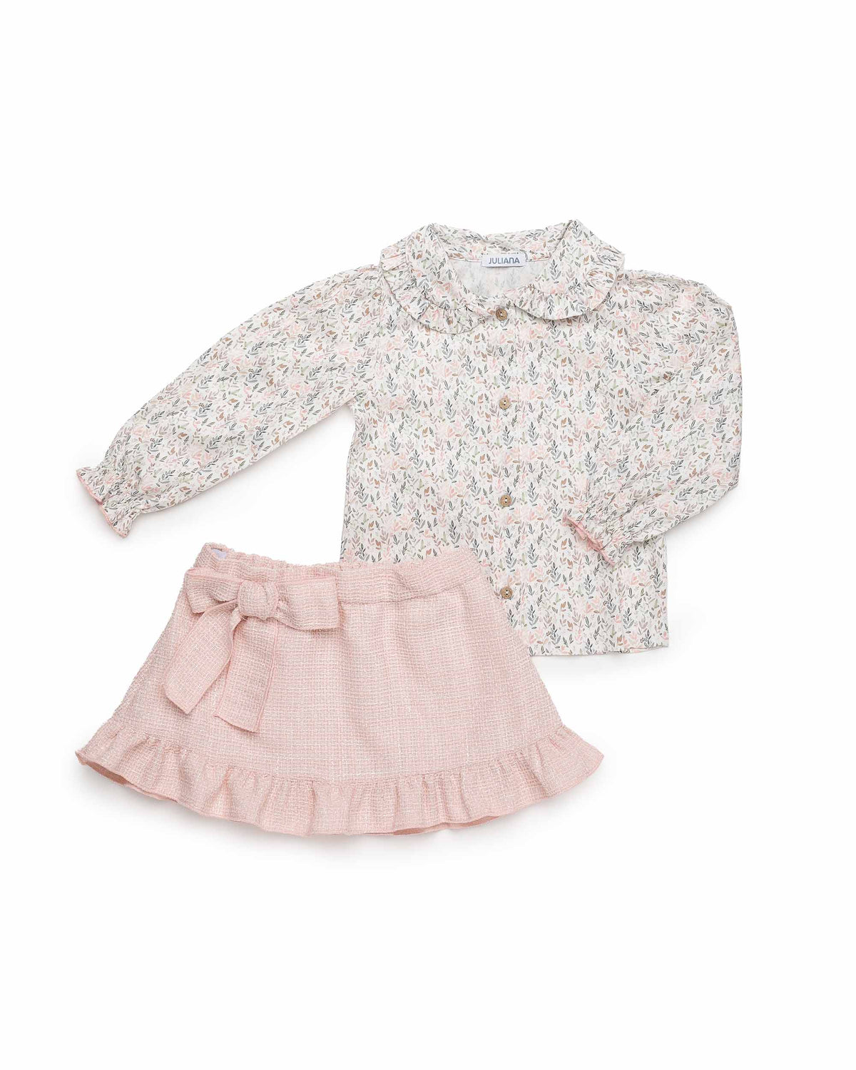 Conjunto niña Juliana falda y camisa de ramitas 26705, prenda coordinada, otoño invierno 2026/27