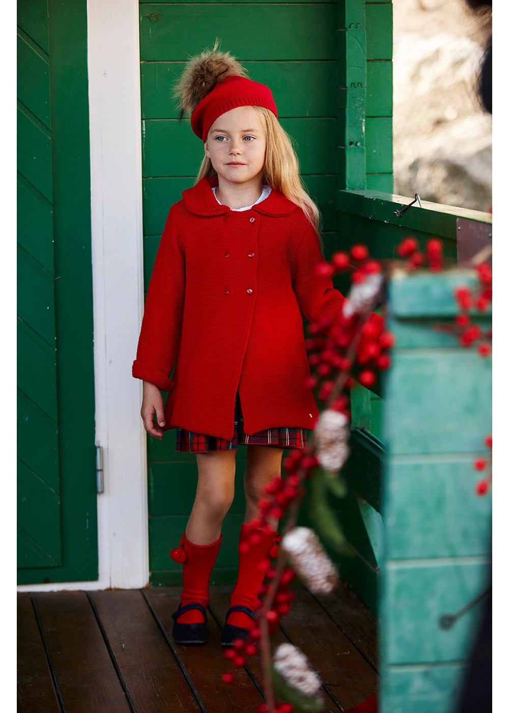 Abrigo infantil Juliana de punto con cuello 26724, colección otoño invierno 2026/2027