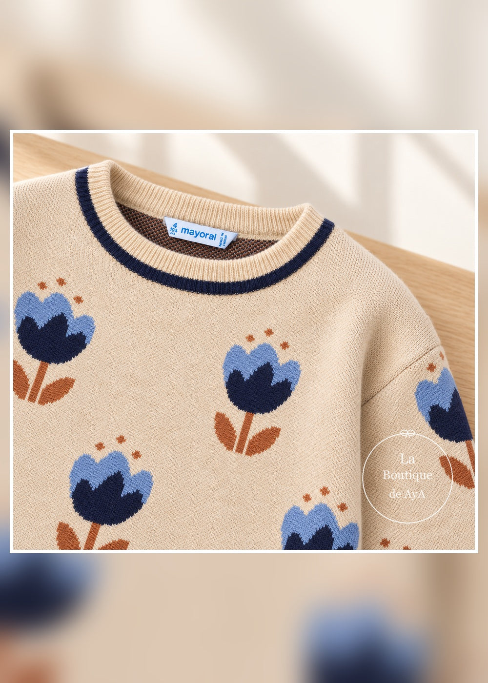 Conjunto de punto flores marino para niña Mayoral 04527: detalle de la prenda superior