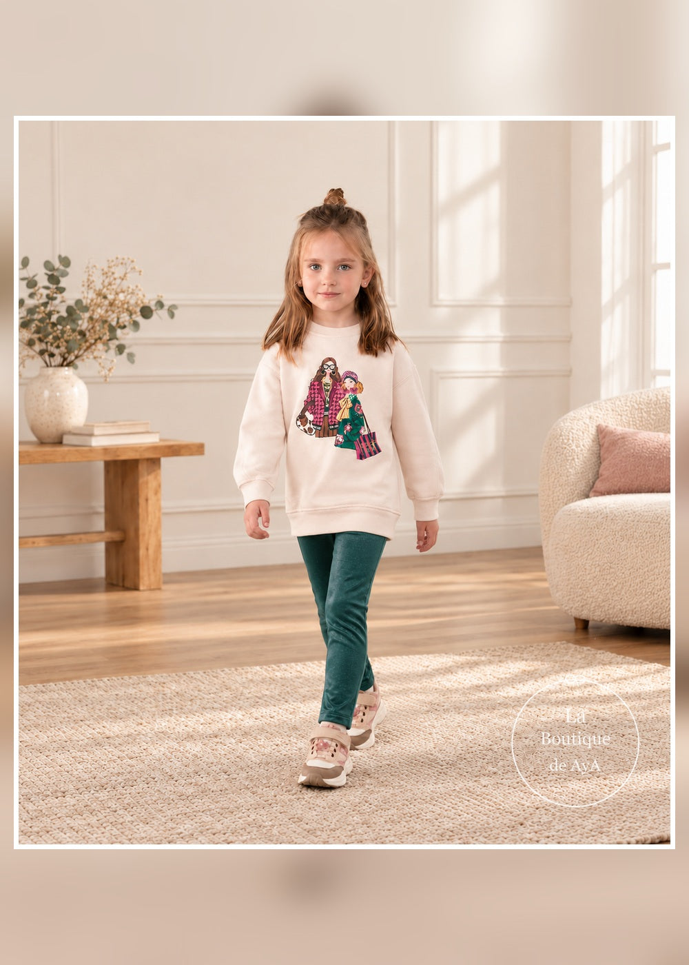 Conjunto leggings botella y sudadera niña Mayoral 04737 - Vista en movimiento