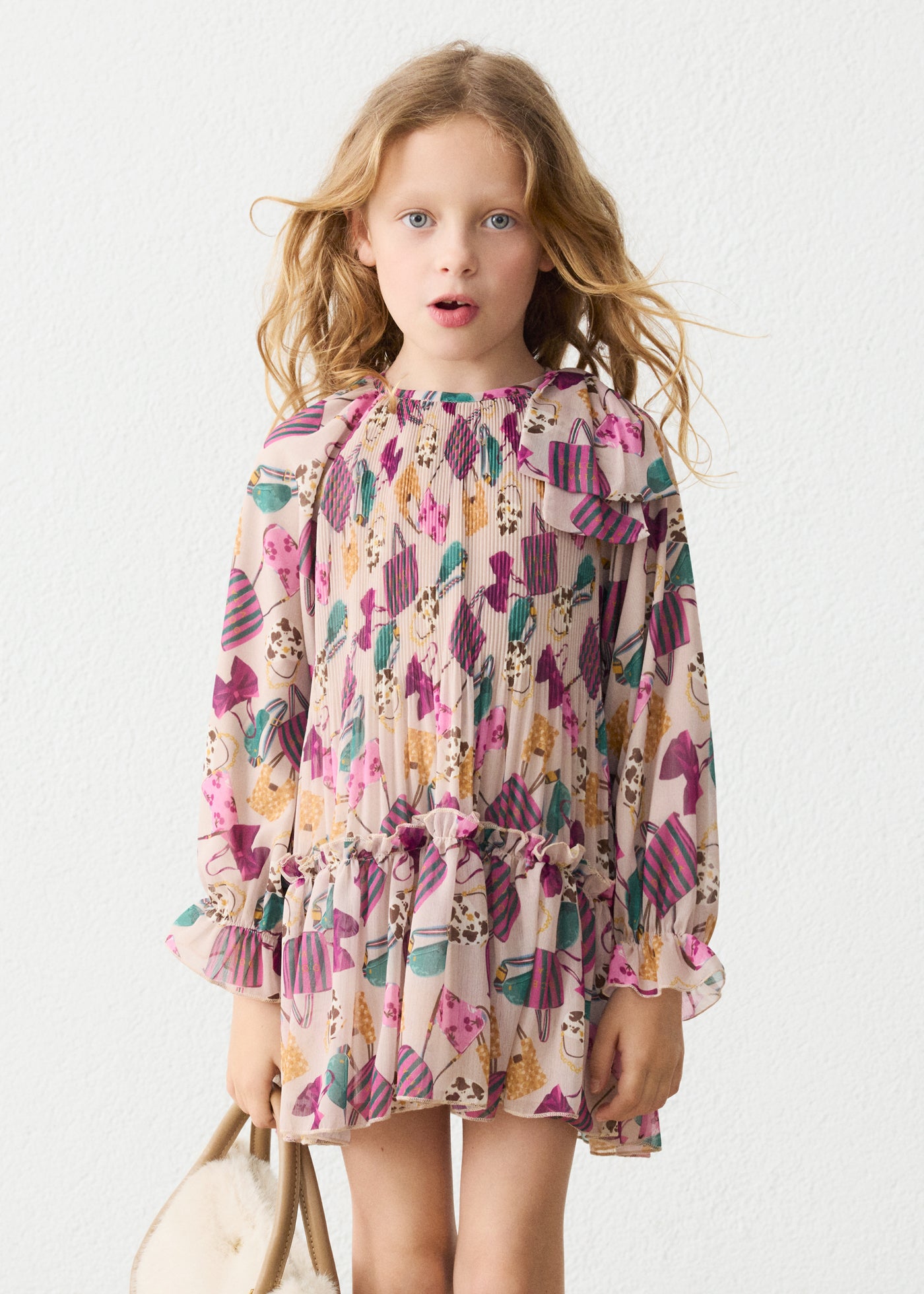 Vestido plisado estampado Botella Mayoral para niña - imagen 1