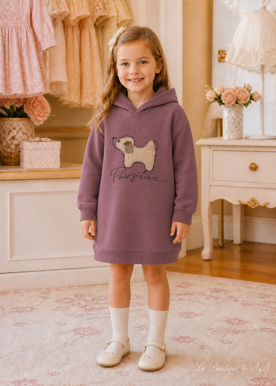 Vestido felpa capucha Violeta Mayoral para niña - modelo