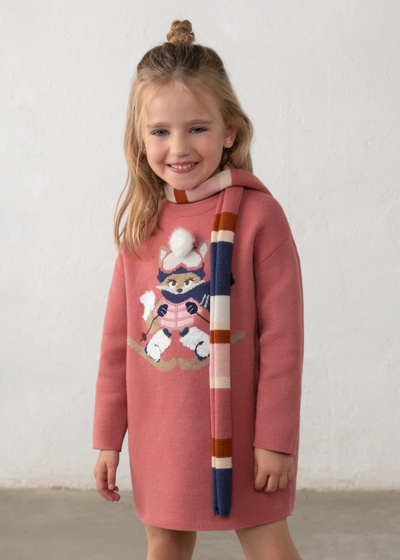 Vestido tricot bufanda Rosáceo Mayoral para niña - imagen 1