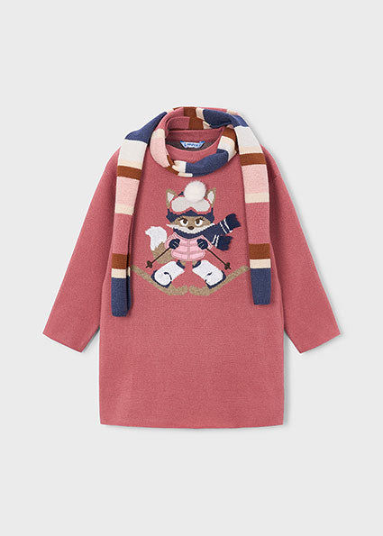 Vestido tricot bufanda Rosáceo Mayoral para niña - imagen 4