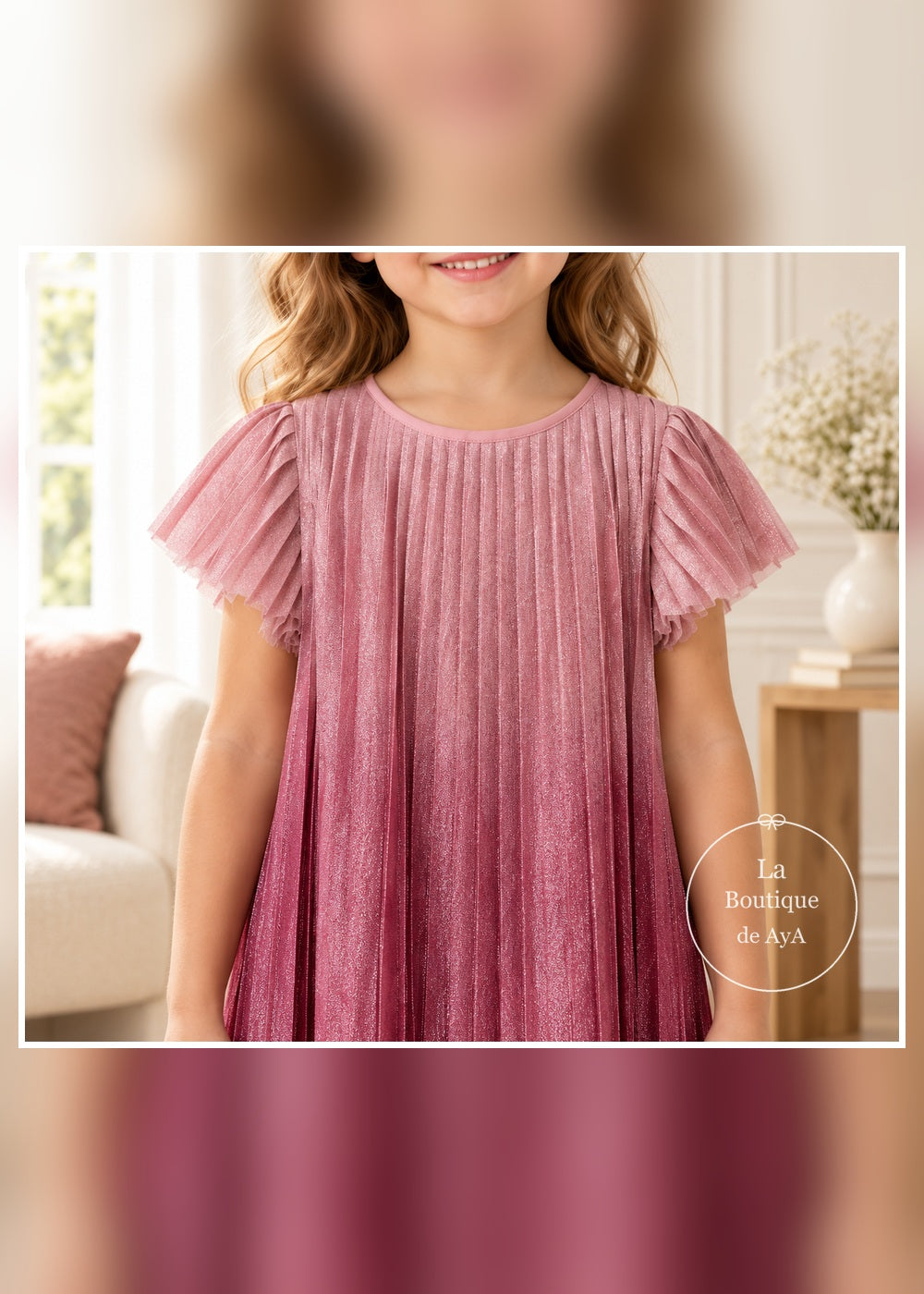 Vestido plisado degradé framboise niña Mayoral 04922 - Detalle de la prenda superior