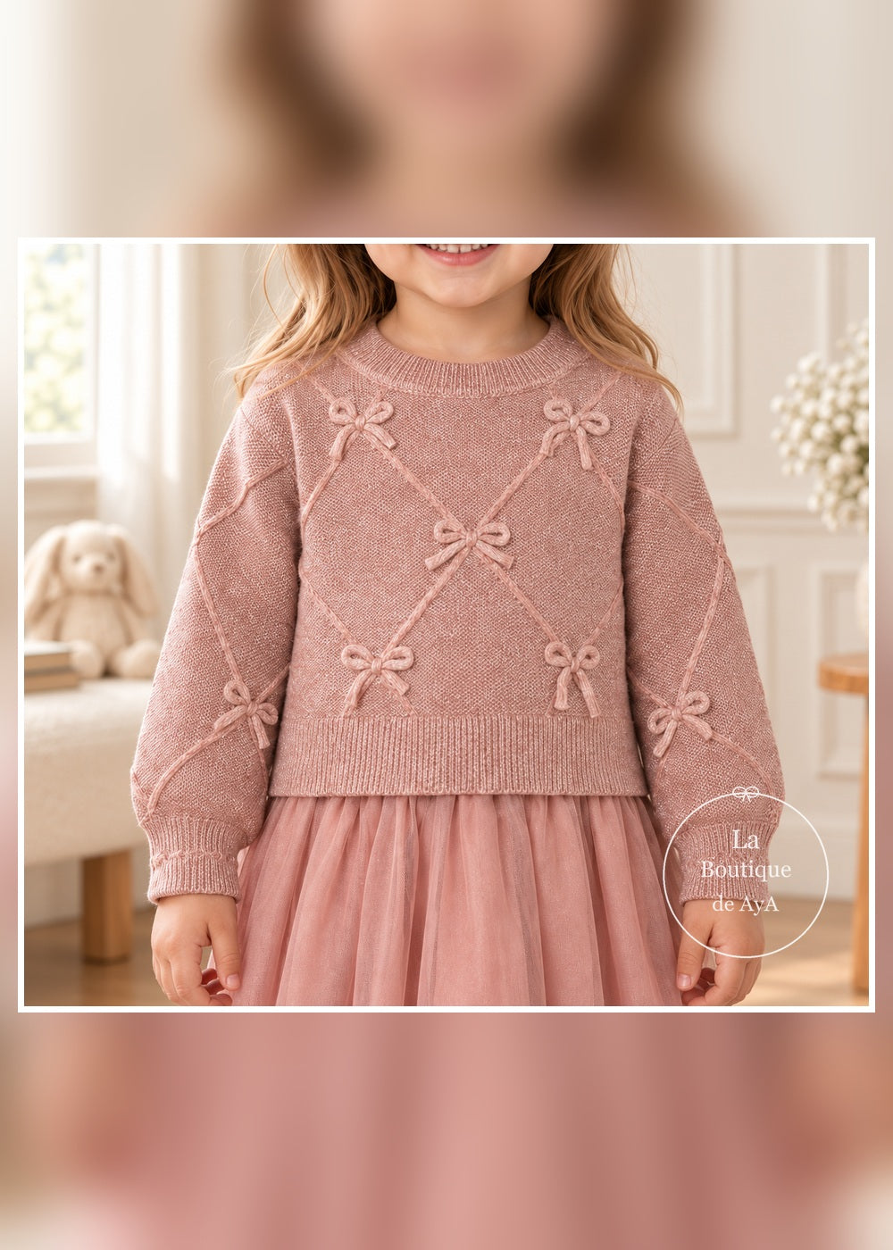 Vestido con jersey y lazos cuarzo niña Mayoral 04927 - Detalle de la prenda superior