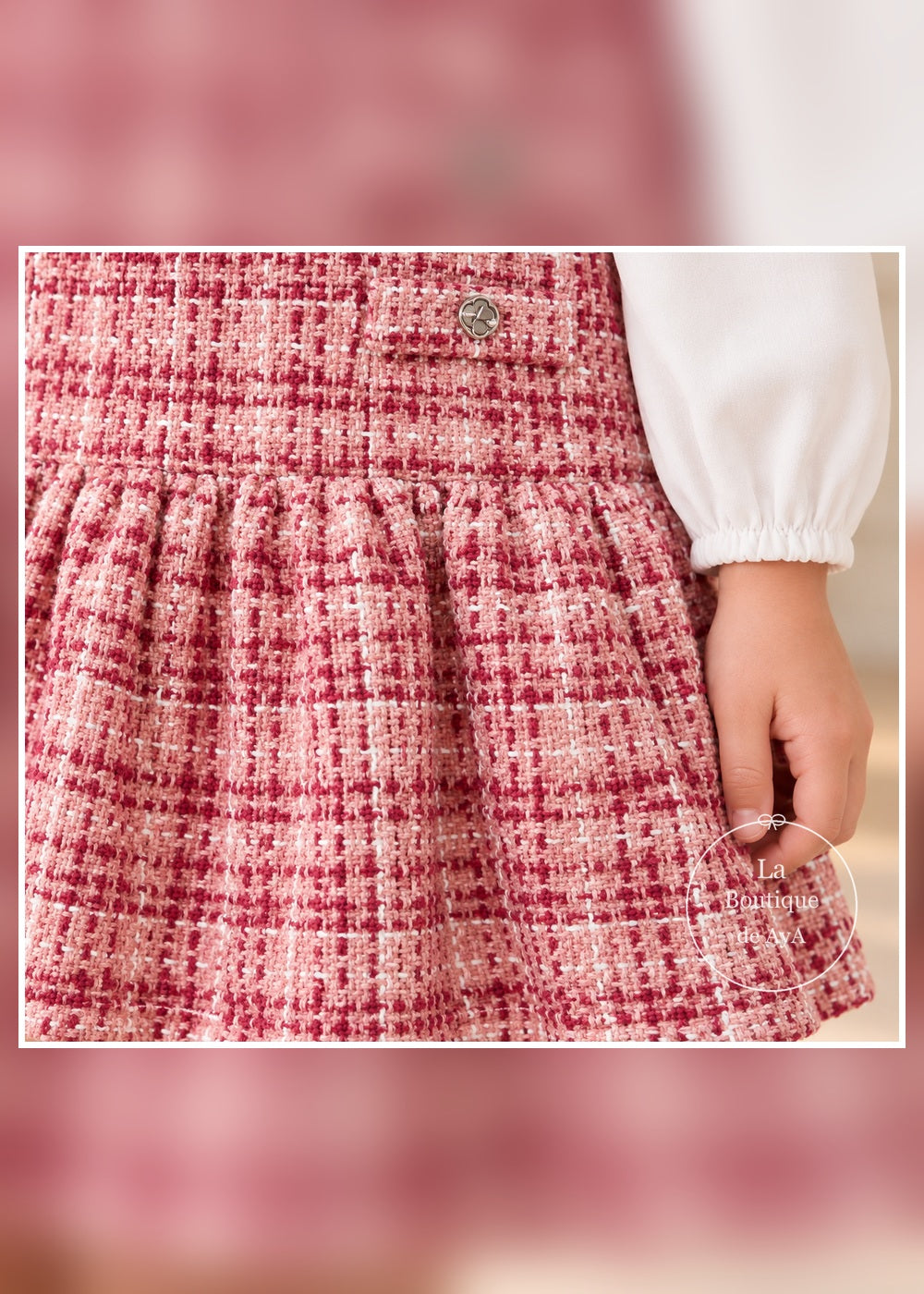 Vestido pichi combinado cuarzo niña Mayoral 04929 - Detalle de tejido y acabado