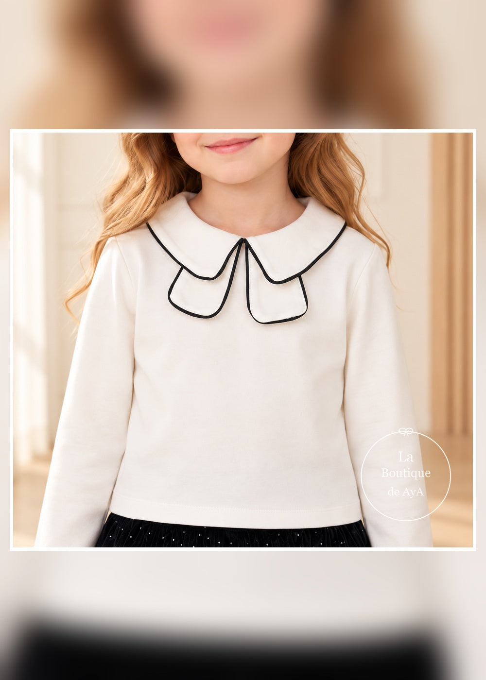 Conjunto camiseta y falda negra para niña Mayoral 04936: detalle de la prenda superior