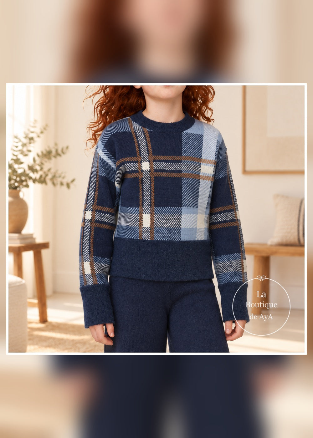 Conjunto punto cuadros tinta niña junior Mayoral 07532 - Detalle de la prenda superior