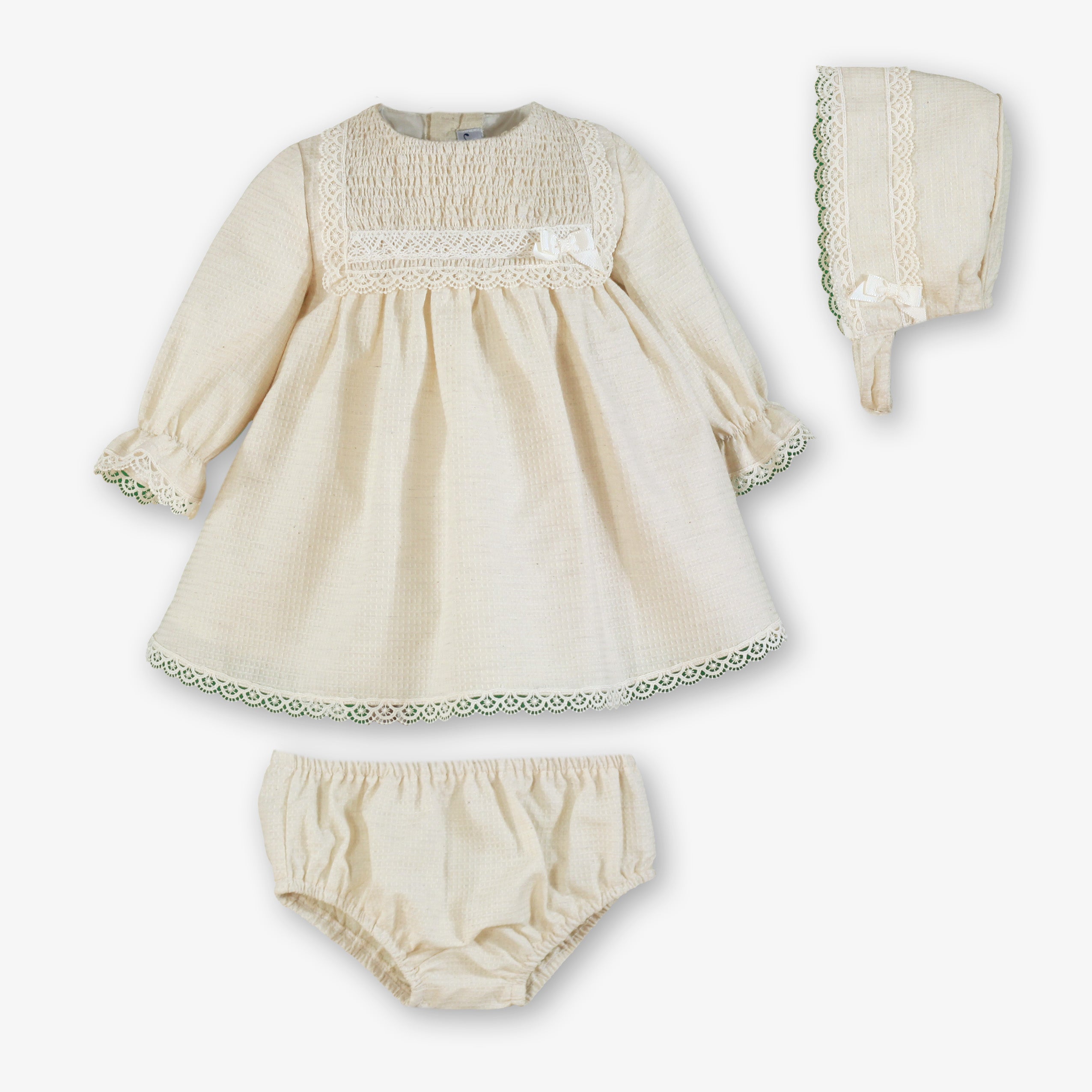 Vestido braguita gorro bebé Miranda 20-VBG - vista delantera