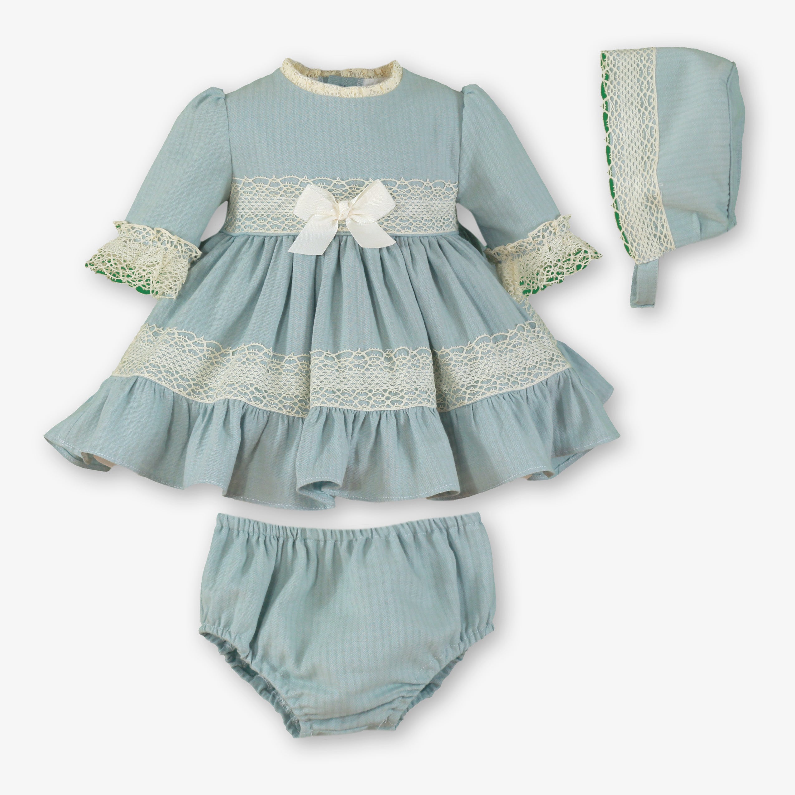Vestido braguita gorro bebé Miranda 123-VBG - vista delantera