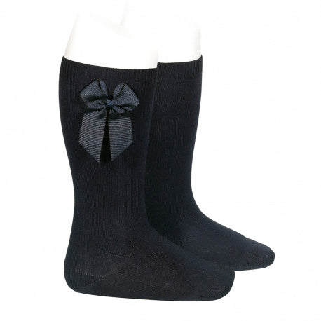 CONDOR NEGRO 900 Calcetines altos algodón con lazo grogrén lateral - La boutique de AyA Cóndor