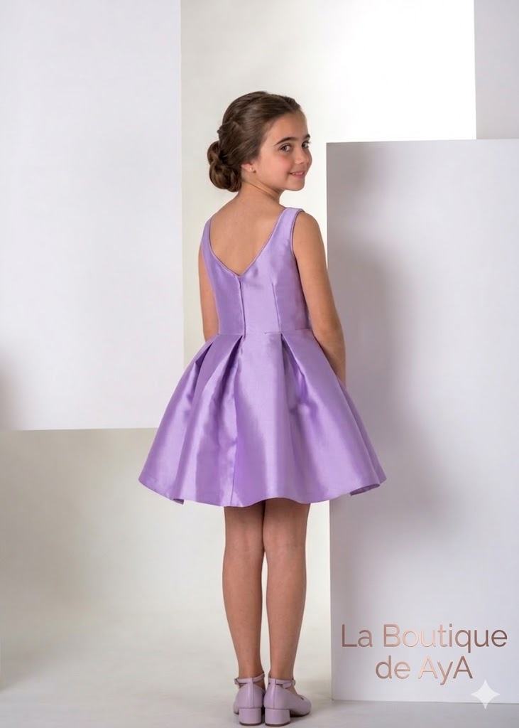 Alta Costura - Vestido de Ceremonia Niña Eden Malva con Lazo Menina