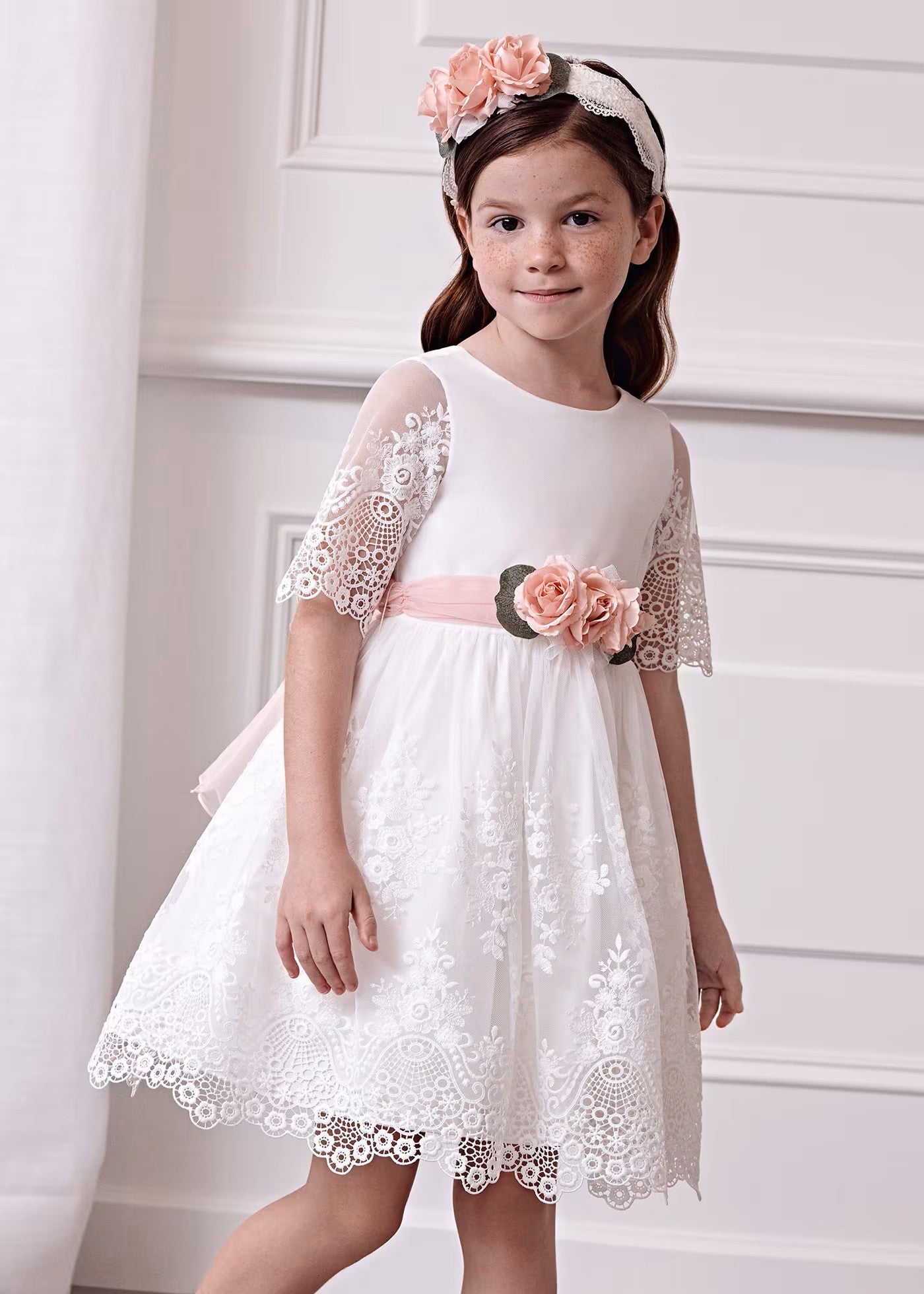 Vestido tul bordado guipur 05080-007