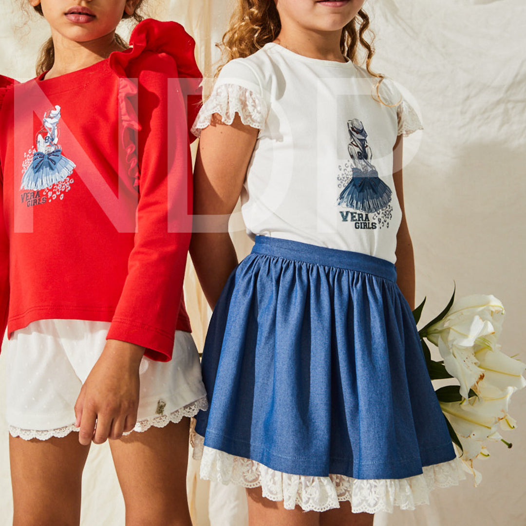 Conjunto falda vaquera y camiseta de Vera 23VC14 - La boutique de AyA