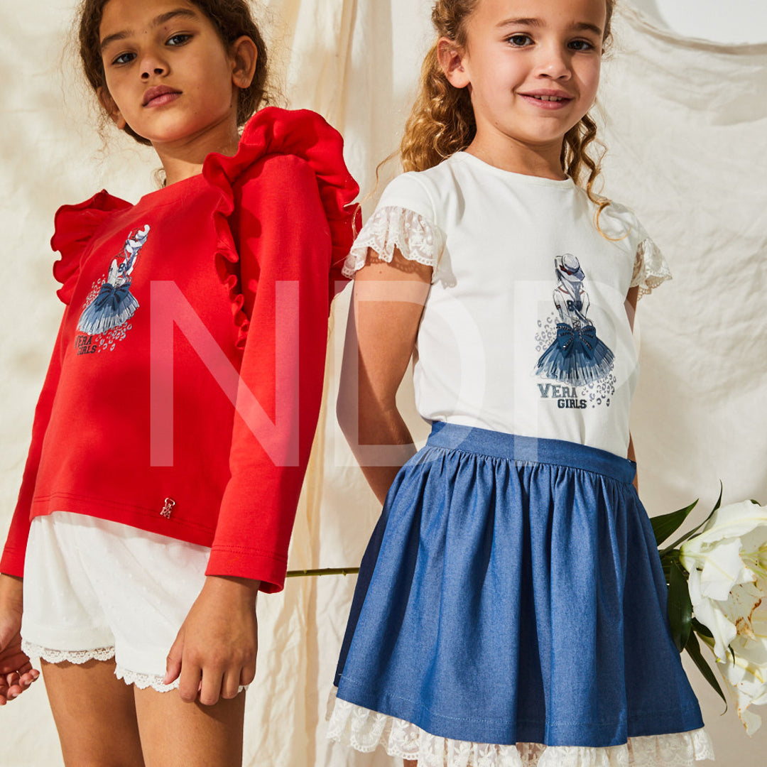 Conjunto falda vaquera y camiseta de Vera 23VC14 - La boutique de AyA