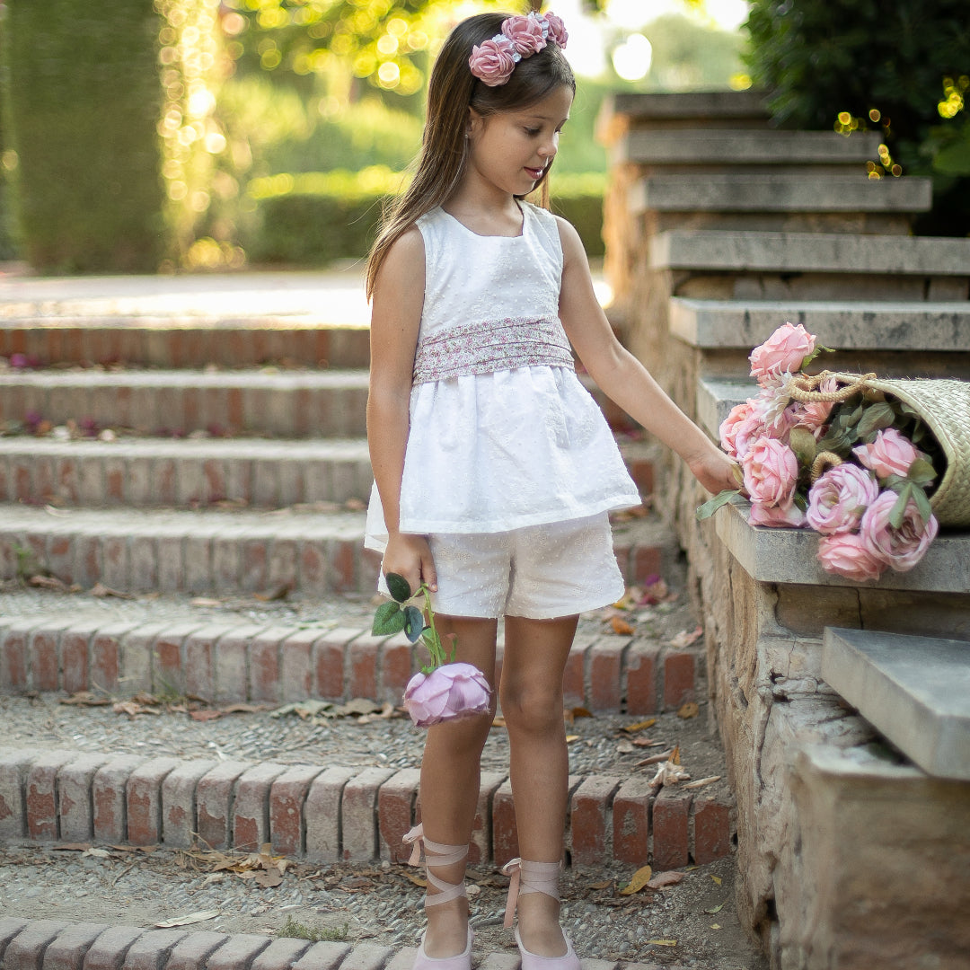 Conjunto de niña en blanco natural para ceremonias de coco acqua 60119 - La boutique de AyA Coco Acqua