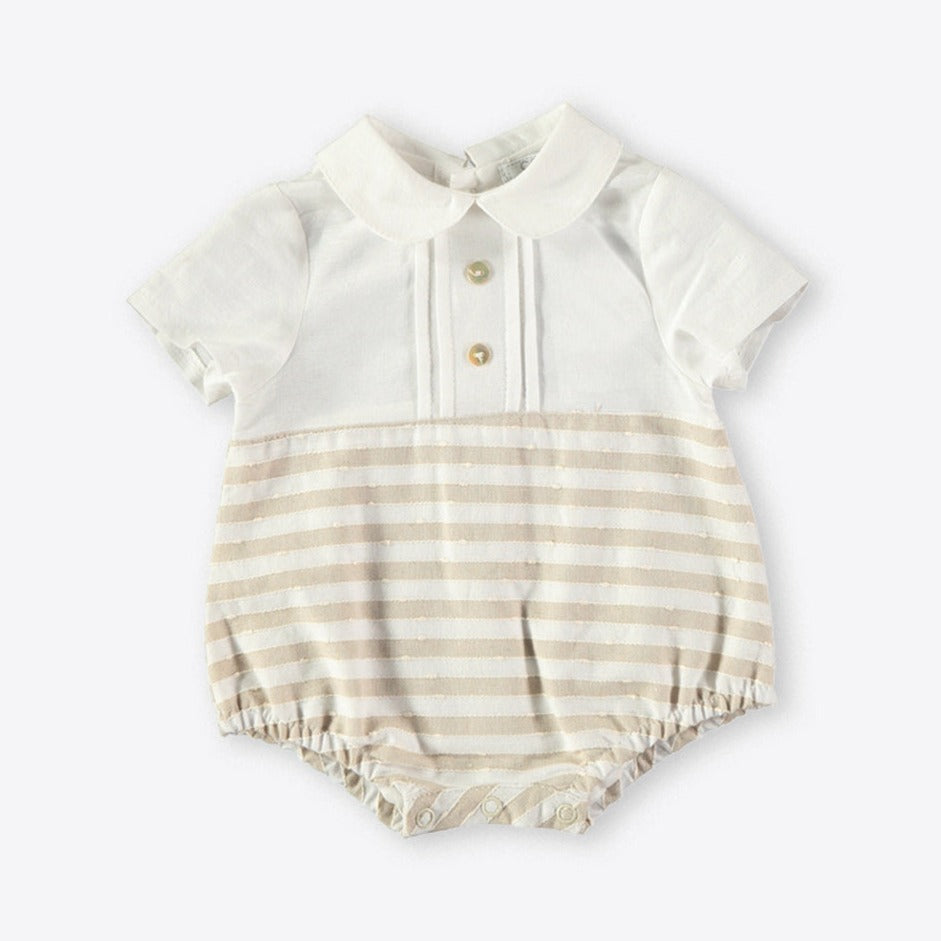 Ranita de bebé niño de rayas en tostado y blanco cocoacqua 80106 - La boutique de AyA Coco Acqua