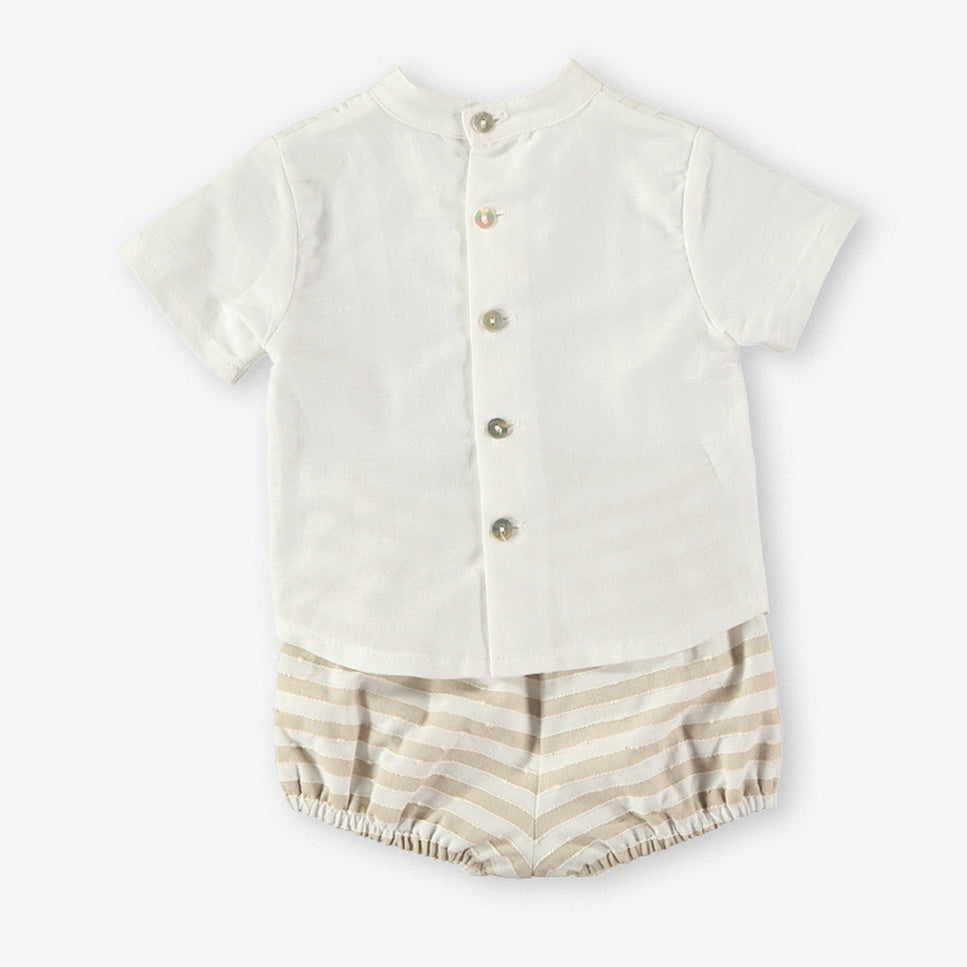 Conjunto bebé niño de rayas en tostado y blanco Cocoacqua 80107 - La boutique de AyA Coco Acqua