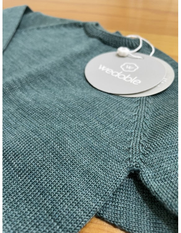 CONJUNTO DE PUNTO FINO DE LANA COLOR VERDE WEDOBLE 10322F - La boutique de AyA Wedoble