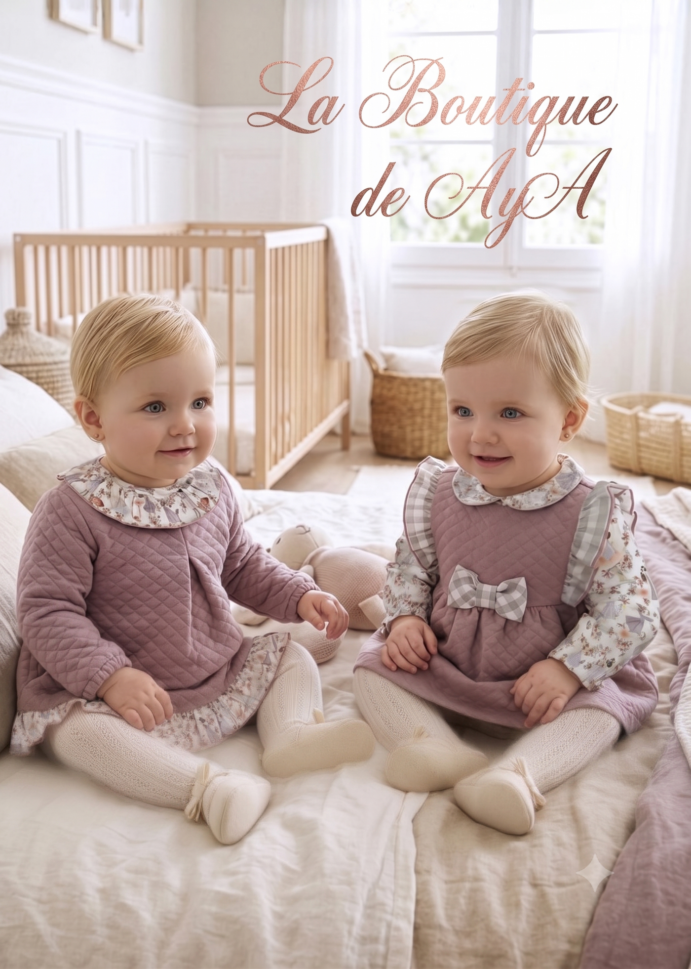 Ropa de bebé y canastilla de invierno con pelele de punto y jesusito - La Boutique de AyA