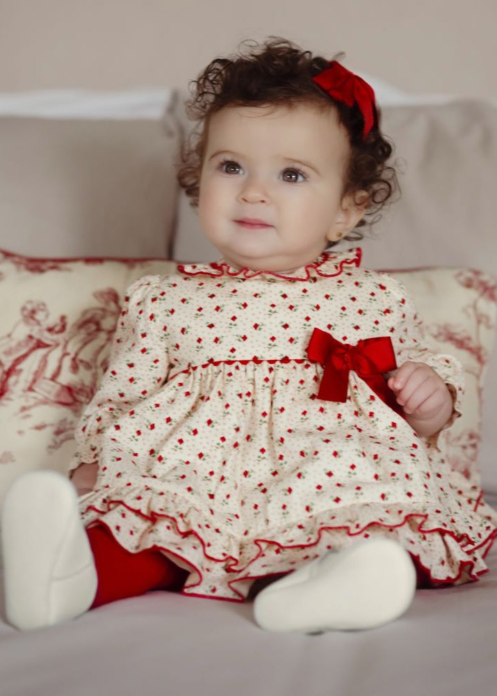 Miranda Vestido y braguita Vuelo Bebé Florecitas Rojo Miranda 0037 - La boutique de AyA