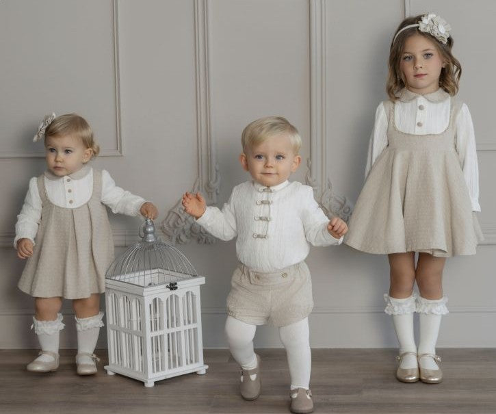 Vestido niña infantil beige tostado MIRANDA 0222
