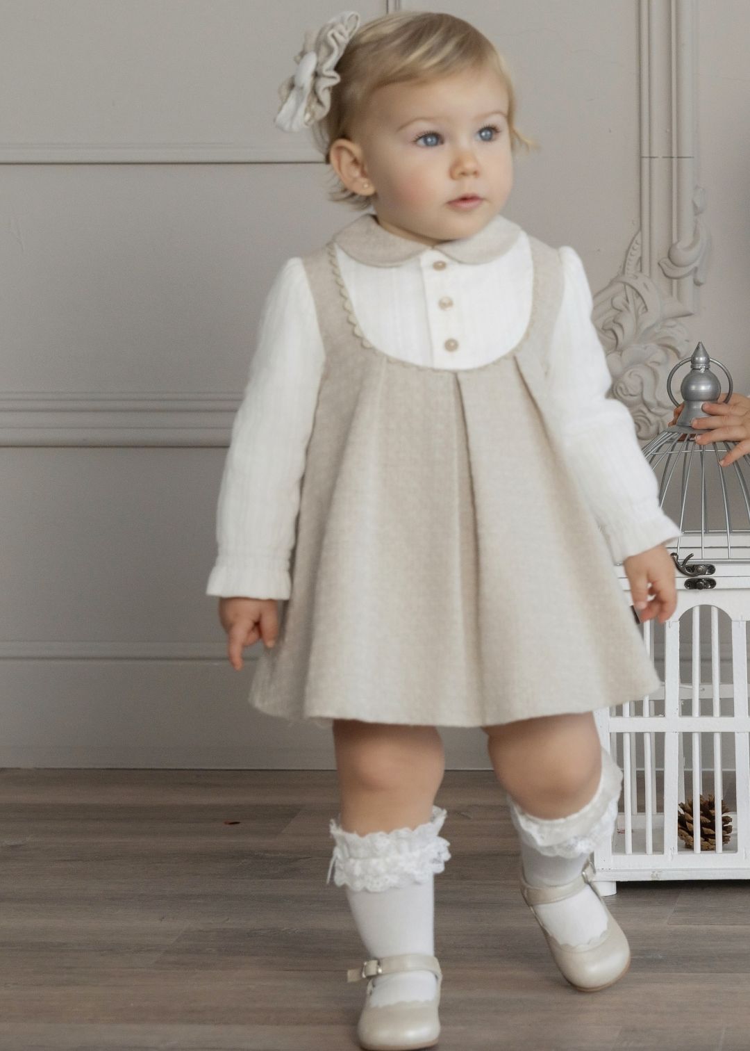 Vestido bebe niña beig tostado 0122 Miranda