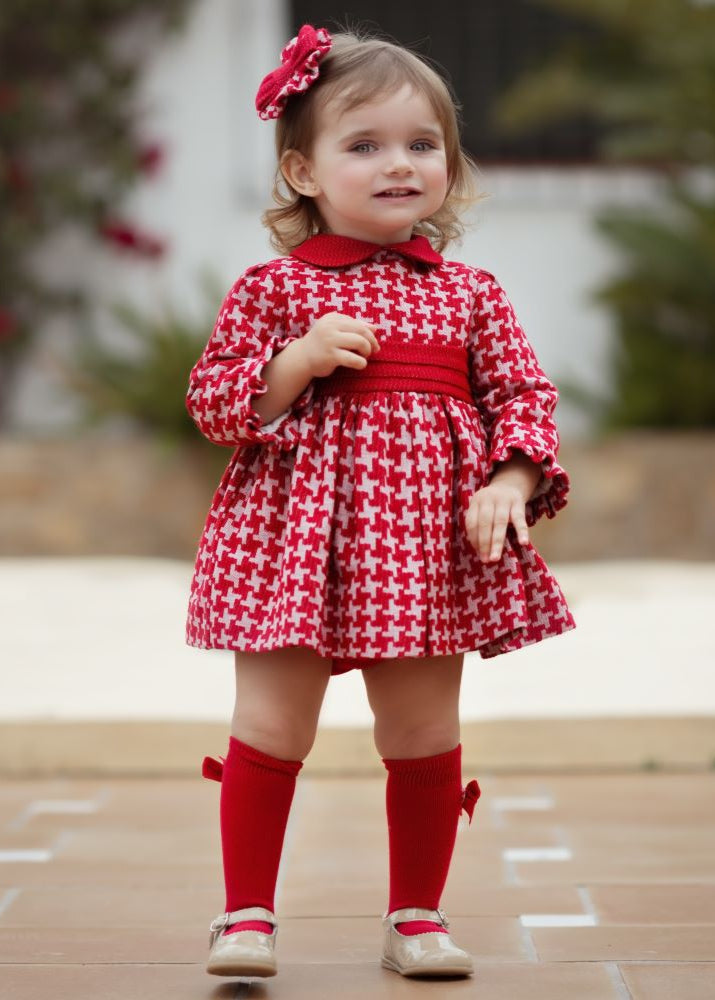 Vestido con braguita Bebé Vuelo Pata de Gallo Rojo Miranda 0123 - La boutique de AyA