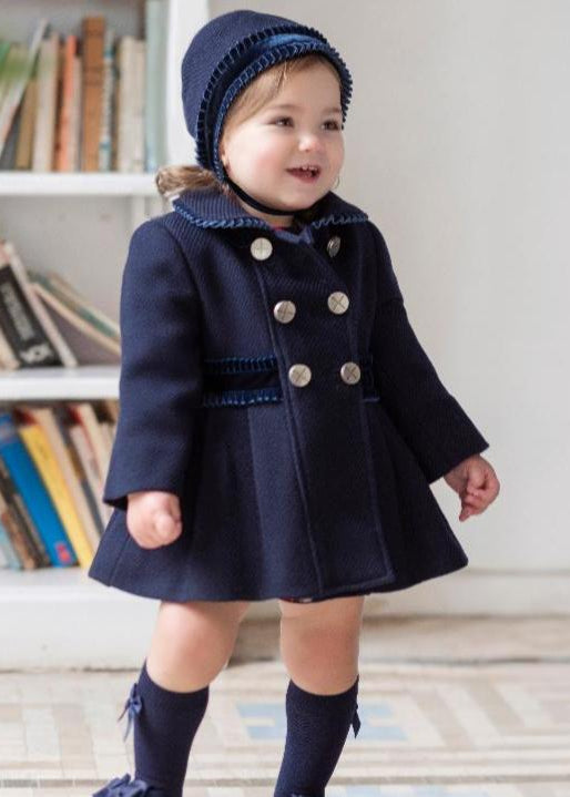 Abrigo con Capota niña Azul Marino Miranda 0166 - La boutique de AyA