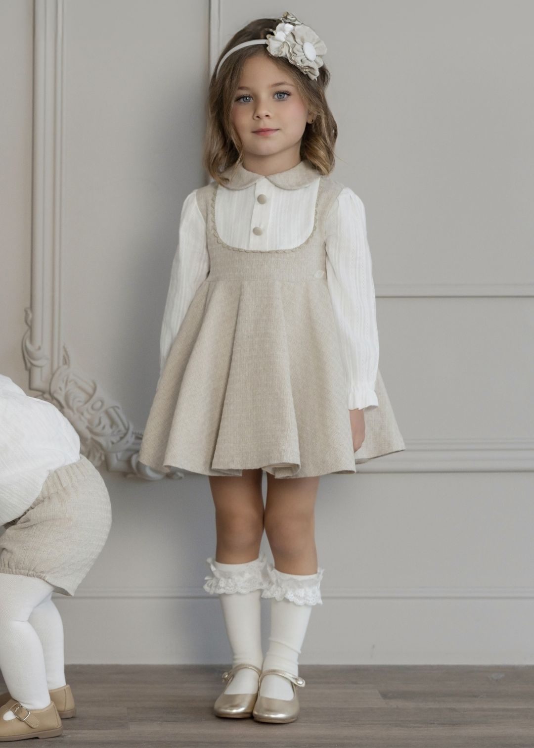 Vestido niña infantil beige tostado MIRANDA 0222