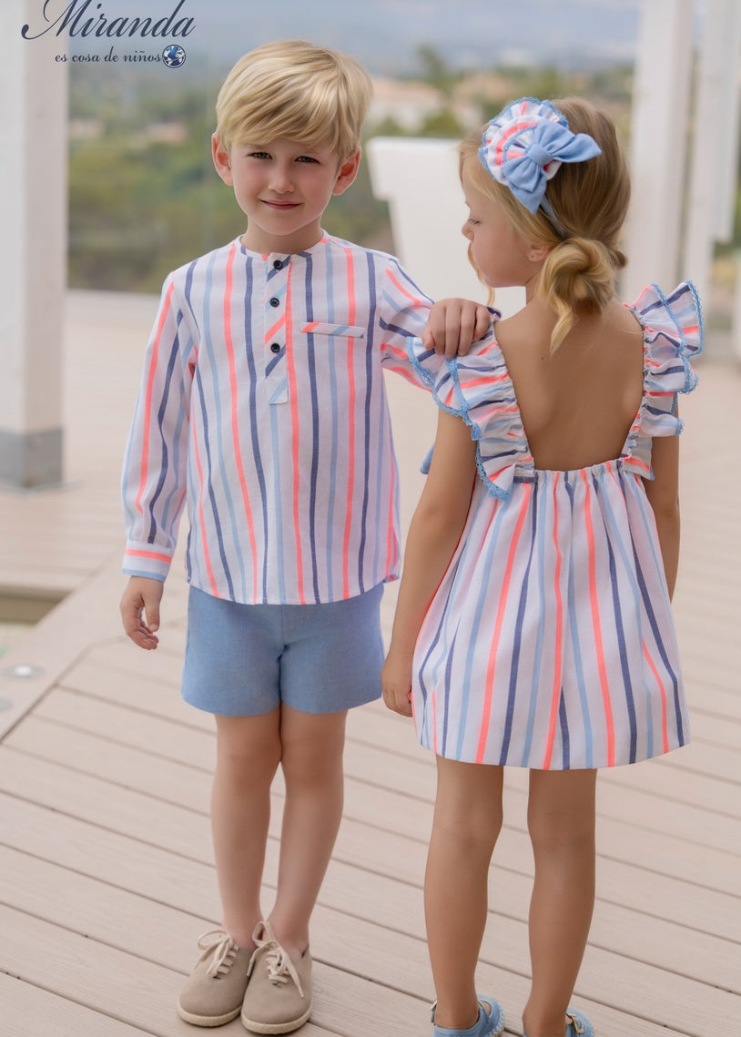 Camisa de rayas multicolor para conjunto de ceremonia niño, marca Miranda – vista delantera