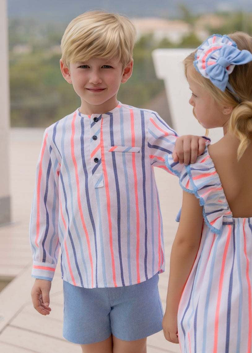 Camisa de rayas multicolor para conjunto de ceremonia niño, marca Miranda – vista delantera
