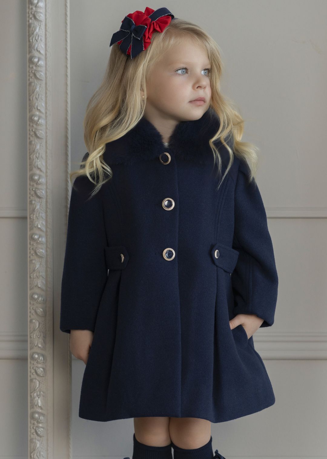 Abrigo Elegante Azul Marino para niña 0258