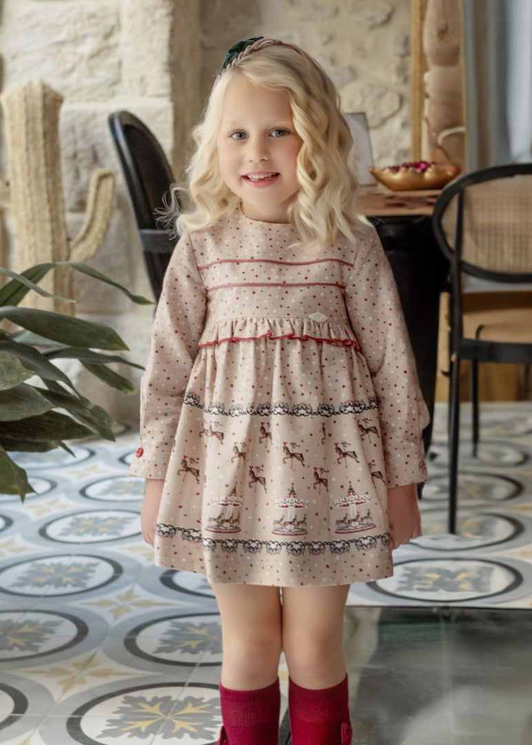 Vestido niña Miranda Beig Oscuro 0259 - La boutique de AyA