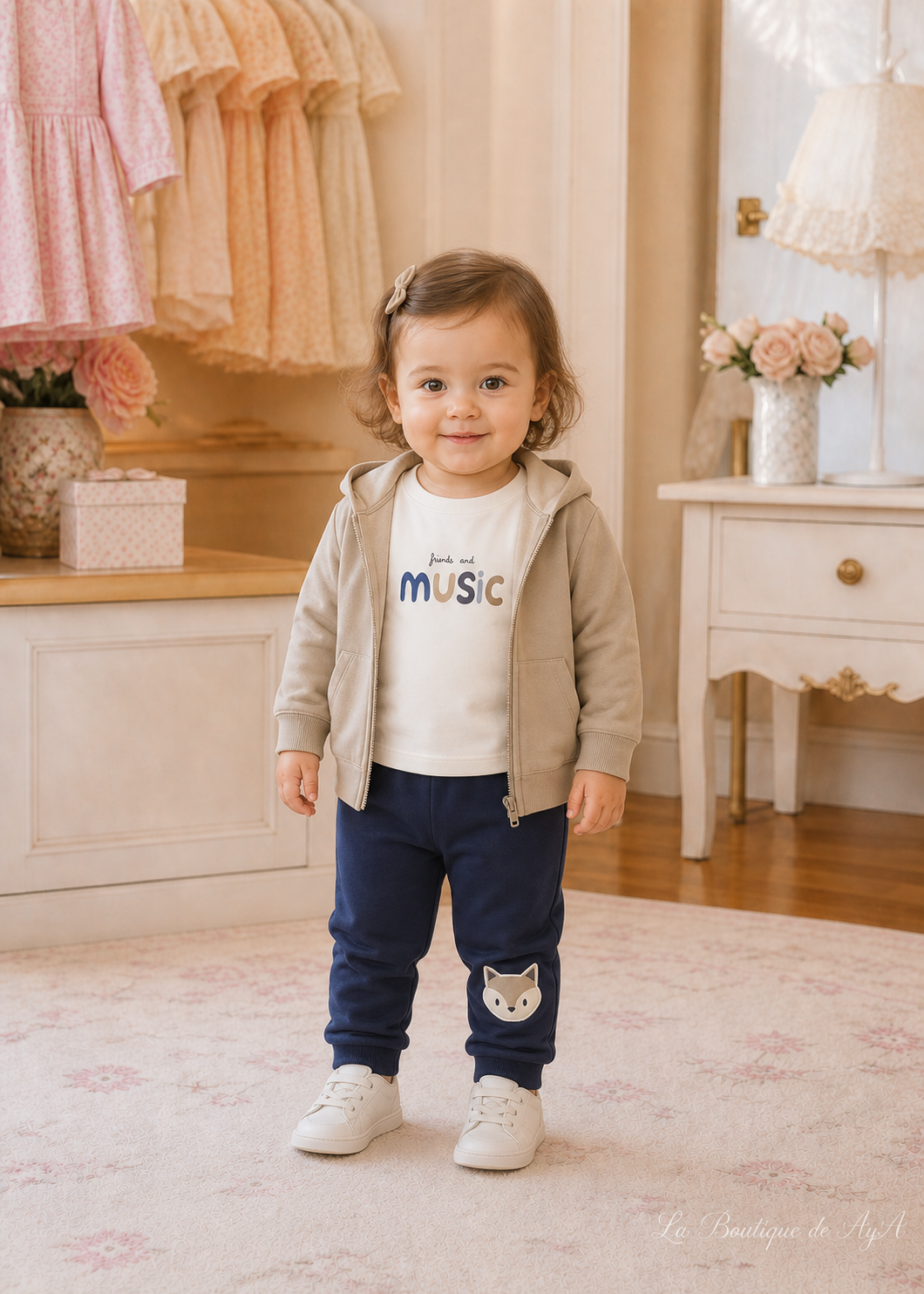 Chándal camiseta 3 piezas Avellana Mayoral para bebé 02832-030 - foto con bebé de 18 meses