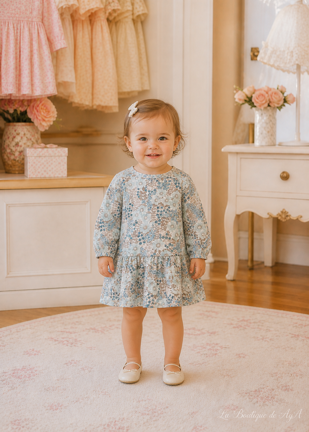 Vestido bambula estampado Lagoon Mayoral para bebé 02940-017 - foto con bebé de 18 meses