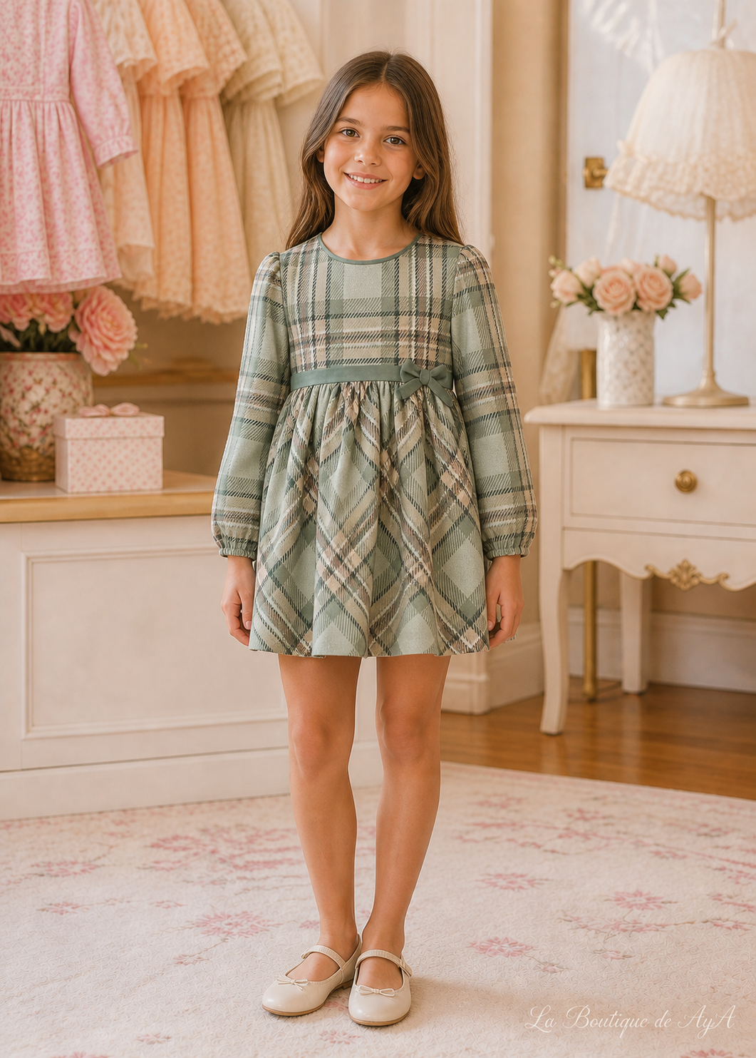 Vestido cuadros Anís Mayoral para niña 02944-022 - foto con modelo