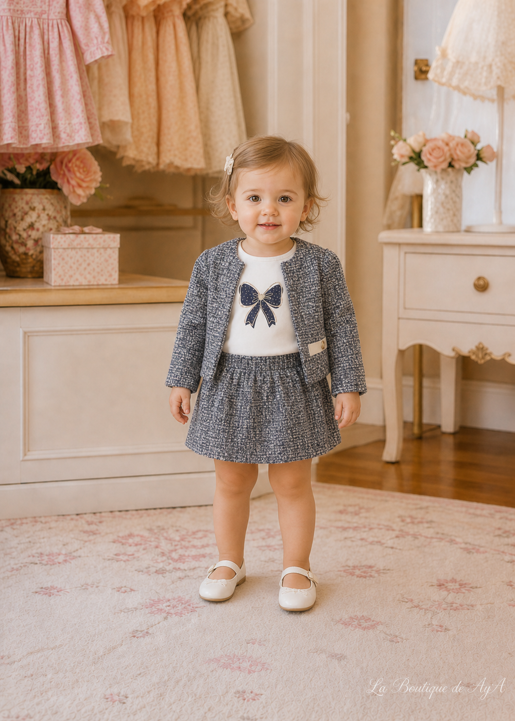 Conjunto falda punto tweed Marino Mayoral para bebé 02954-030 - foto con bebé de 18 meses