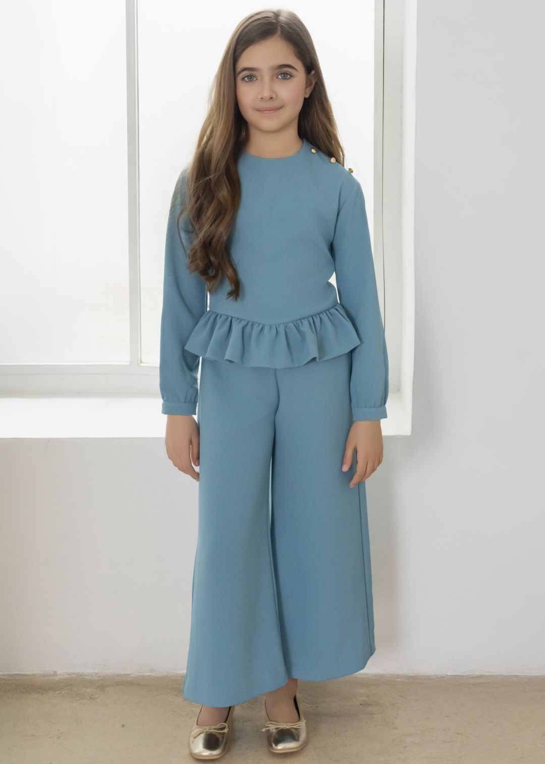 Mono infantil volante niña azul verdoso miranda 0303
