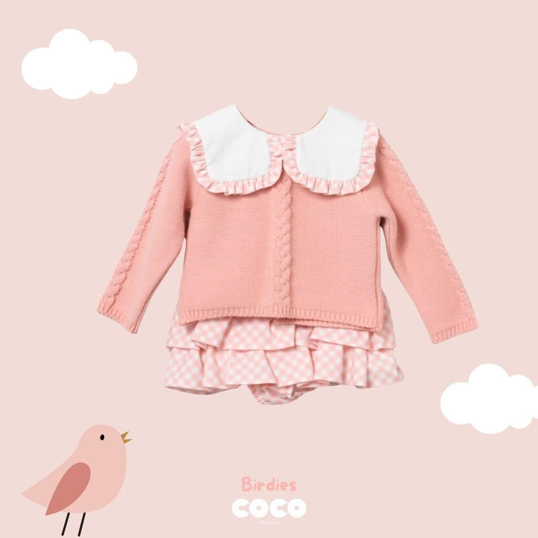 Conjunto de bebé niña de punto en rosa CocoAcqua 80222 - La boutique de AyA