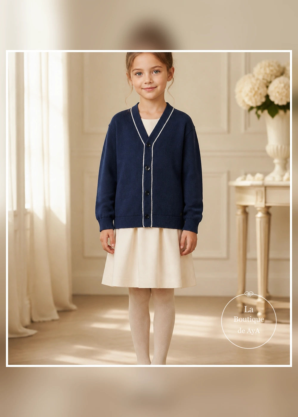 Cárdigan de punto azul para niña Mayoral 04302-043 - modelo