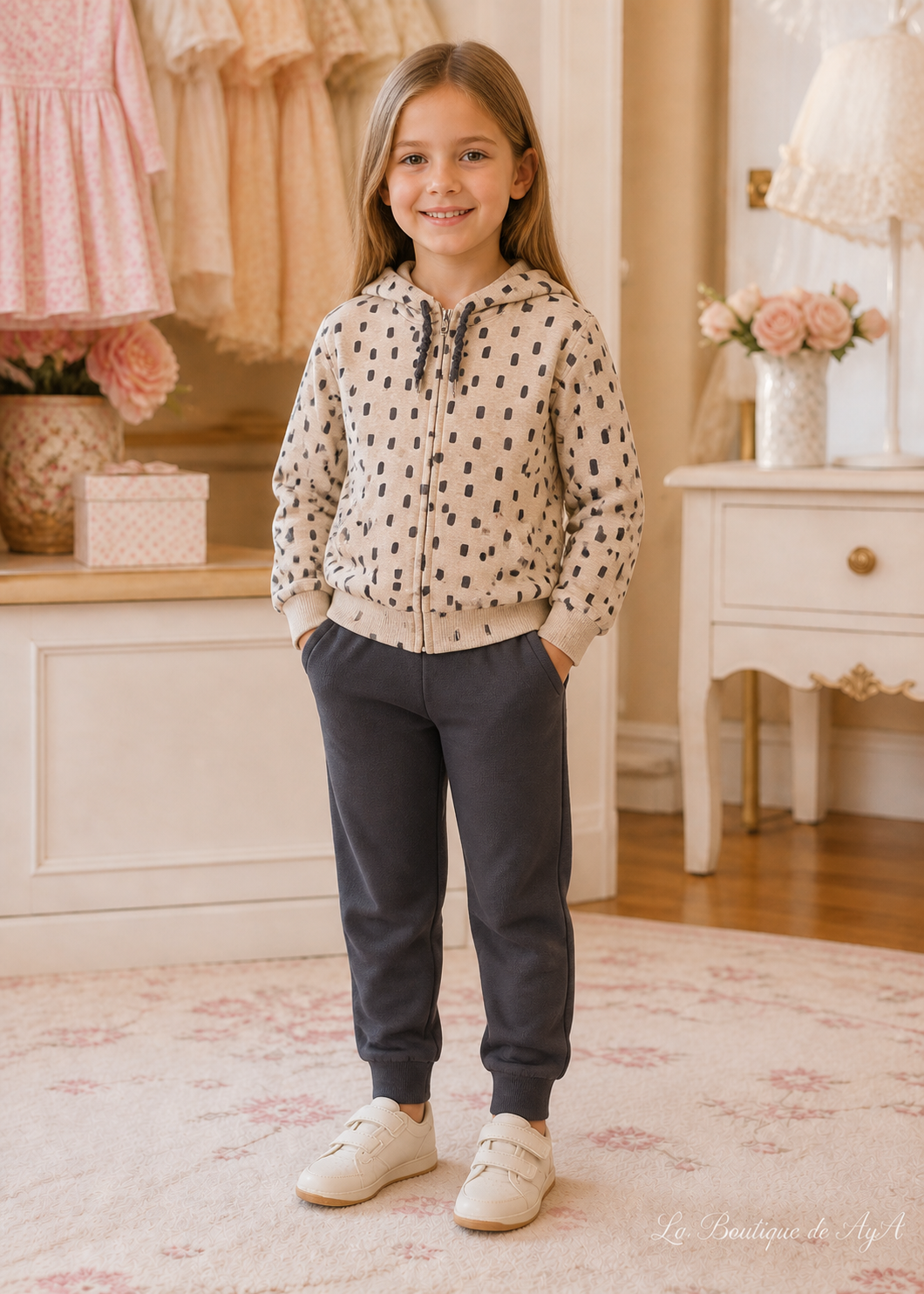 Chandal 2 pantalones Carbón Mayoral para niña 04813-065 - foto con modelo